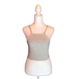 TOPSHOP PETITE Gray with Black Stripes Crop Tank Top Size 0